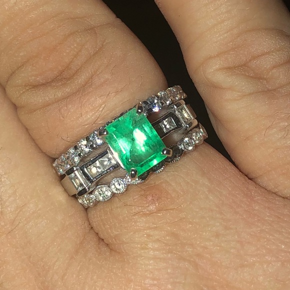 Colombian emerald and diamond ring - Picture 3 of 9